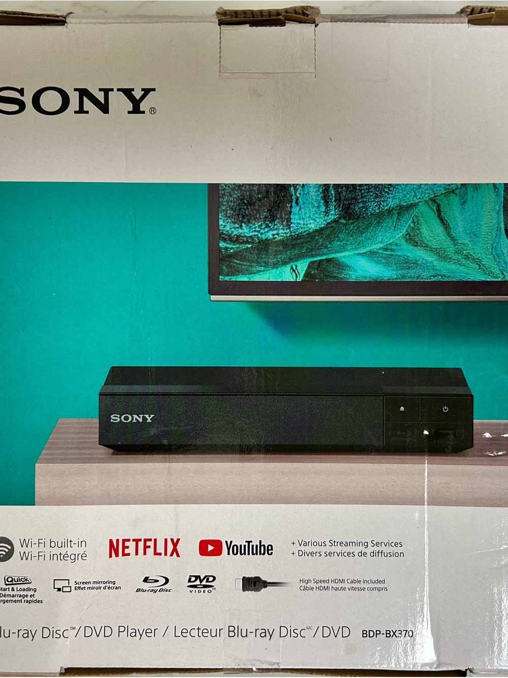 Sony BDP-BX370 Sony Black Blu-ray DVD Player with Streaming Logos